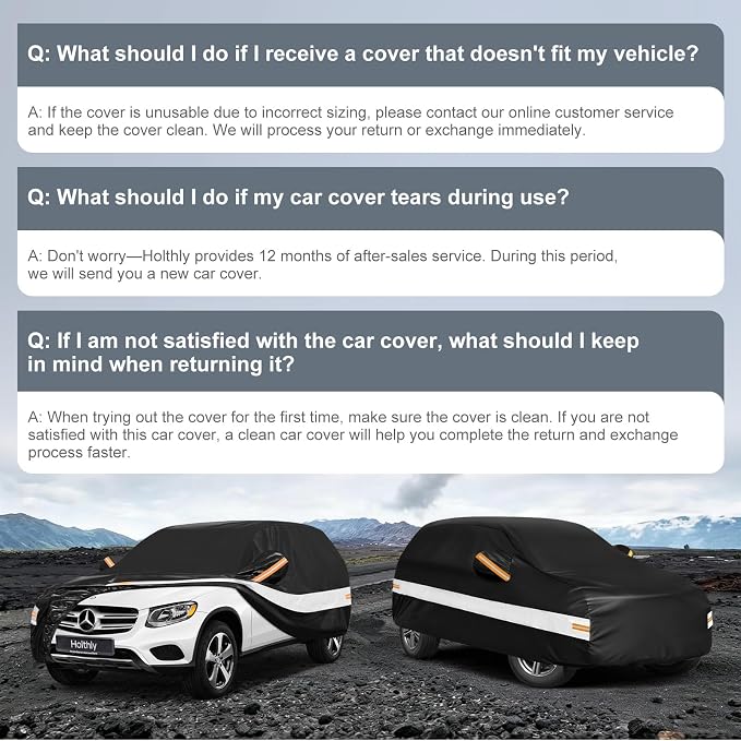 10 Layers SUV Car Cover Custom Fit Mercedes-Benz GLC300 GLC350e GLC43 63(2015-2026),Waterproof All Weather for Automobiles, Outdoor Full Cover Sun Dust Rain Protection with Cotton. Black