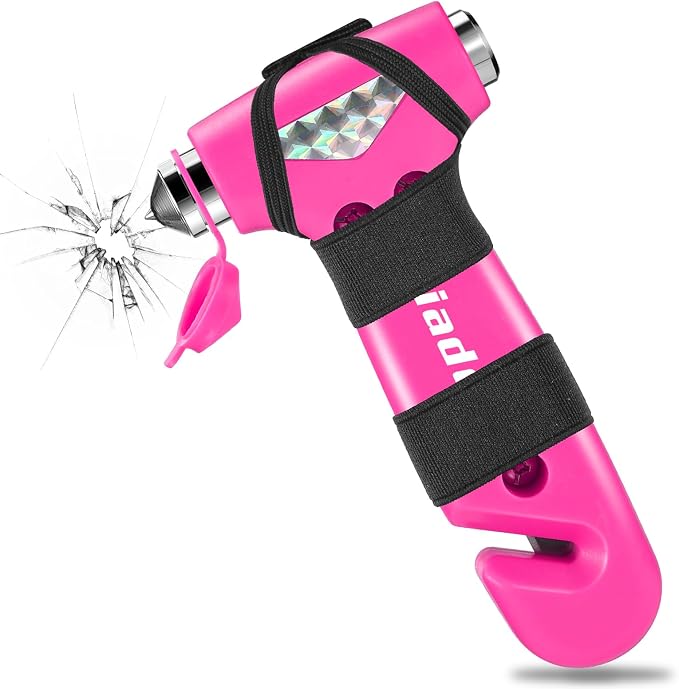 Car Safety Hammer, 2 Pack Automotive Escape Tool with Car Window Breaker and Seatbelt Cutter, Glass Breaker Car Essentials Emergency Escape Tool for Women
