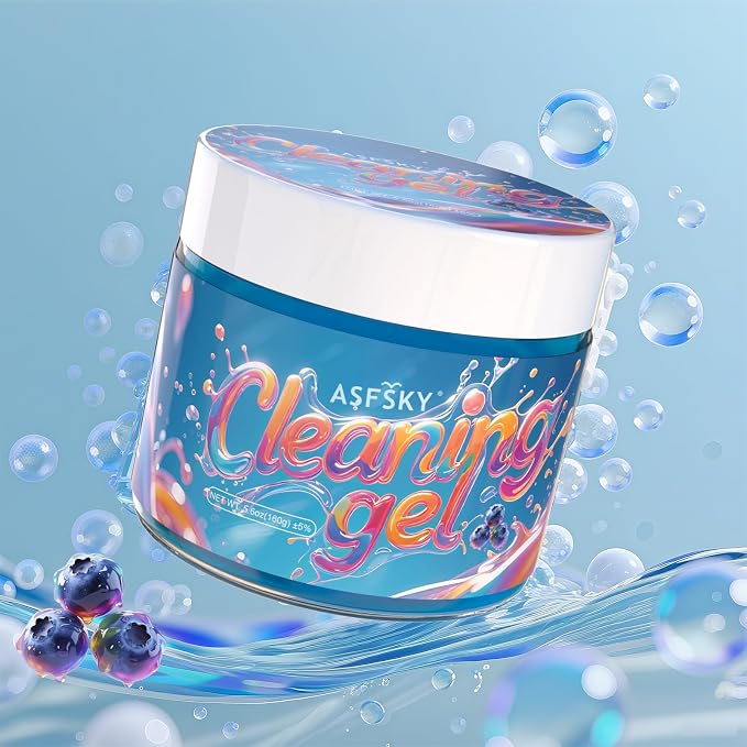 ASFSKY Car Cleaning Gel (Blue,Blueberry) Cleaning Putty Universal Dust Cleaning Car Interior Cleaner Keyboard Dust Remover Car Slime Gifts for Men Women girl(1 pack)