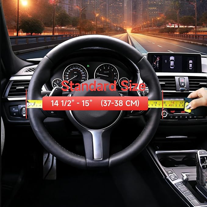 Diamond Steering Wheel Cover,with Bling Crystal Rhinestone, Delicate and Anti-Slip Sparkly Steering Wheel Cover ,Adaptable to 14.5-15 inches Car Wheel Protector for Women Girl,Car Accessories, Red