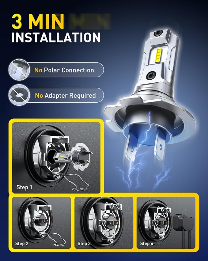 AUXITO H7 Bulbs, 500% h7ll LED Super Bright, Mini Size, Plug N Play, Long Lifespan, 2PCS