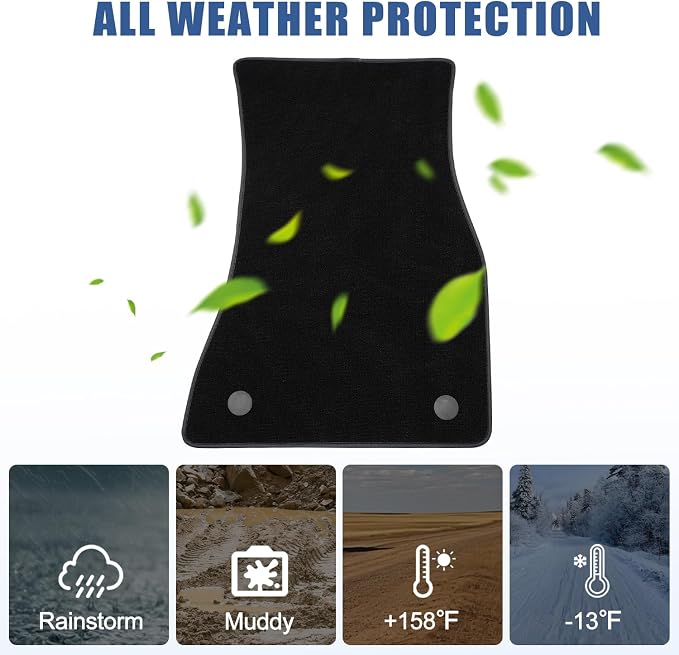 Carpet Floor Mats Fit for Honda Accord 2013-2017 | Custom Fit All Weather Anti-Slip Waterproof Floor Liners - 3pcs