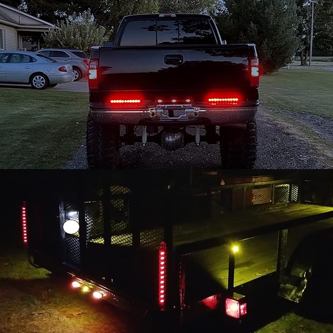 Nilight 2PCS 16Inch 11 LED Red Trailer Light Bar for Parking Stop Turn Signals Tail Brake DOT Compliant IP65 Waterproof Truck ID Marker