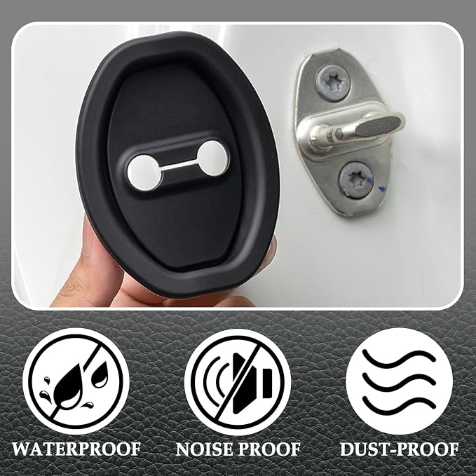 4PCS Upgraded Car Door Latch Guard Cover,Silicone Car Door Lock Cover for Car Door Protector and Noise Reduction,Universal Automotive Exterior Accessories (Black)