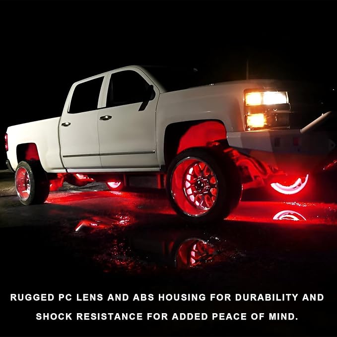 10 PCS Car LED Rock Strip Lights, 3.8" 6 LED Shockproof Thin Line Side Marker Clearance Light, Waterproof Exterior Underglow Wheel Fender Well Lighting Kit for Most Vehicles (Red)