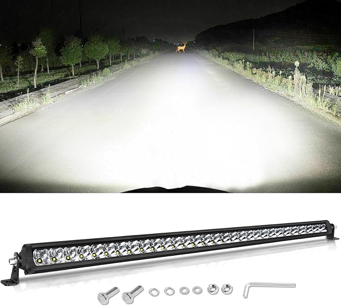 30 Inch Light Bar Single Row, SWATOW INDUSTRIES 150W 30 Inch Screwless Slim LED Bar Spot Flood LED Work Lights Offroad Driving Light for Truck Pickup UTV SxS SUV Wrangler Toyota Chevy Ram