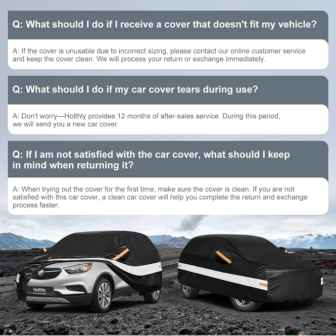 10 Layers SUV Car Cover Custom Fit for Buick Encore (2012-2026), Waterproof All Weather for Automobiles, Outdoor Full Cover Sun Dust Rain Protection with Cotton. Black