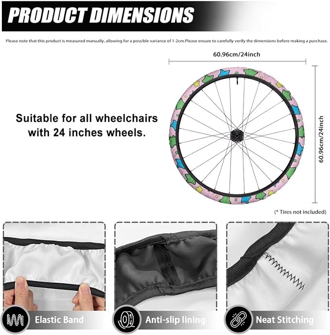Star Wheelchair Decorations Holiday Neoprene Wheelchair Wheel Covers Comfortable Accessories Tyre Covers