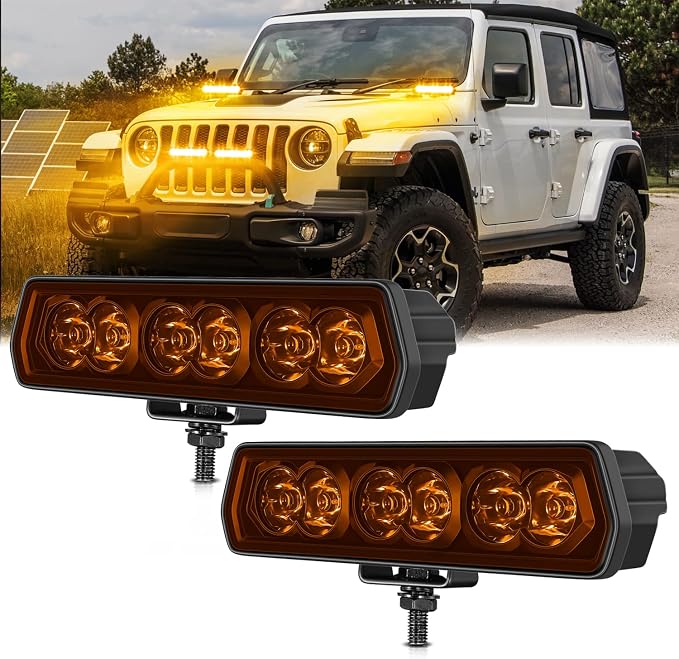 6 Inch Light Bar Amber, SWATOW INDUSTRIES 6" CREE LED Pod Lights Spot LED Ditch Pods Auxiliary Work Lights Bumper Mount Fog Light for Wrangler F150 Toyota Ram Truck SUV UTV ATV Motorcycle