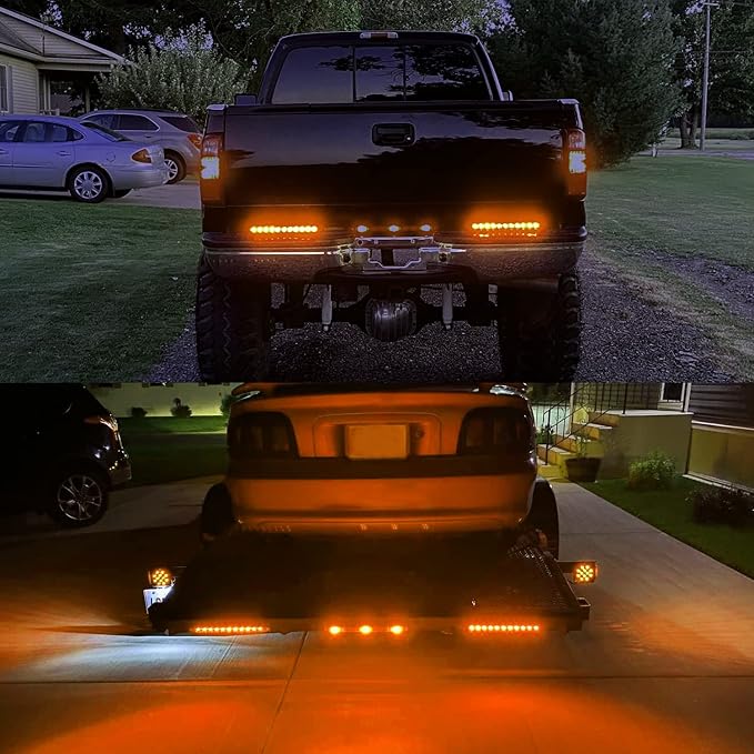 Nilight 16" Trailer Marker ID Bar 2PCS 11 LED Amber Turn Signals Tail Light | DOT Compliant IP65 Waterproof For Truck Trailers Cargo Carriers Identification Lighting Strip