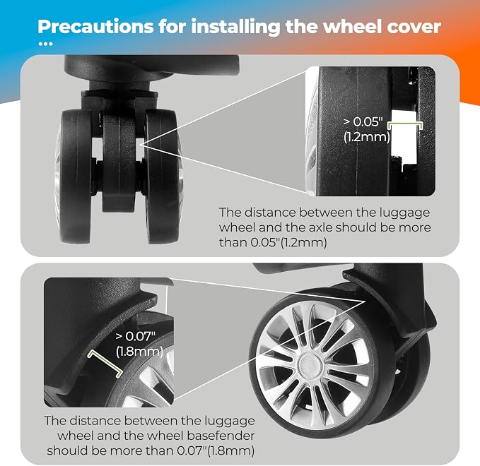 8Pcs Upgrade Luggage Wheel Covers,Travel Accessories (Deep Teal/Orange) | Wear-resistant & anti-noise silicone covers. Fits 2-2.4" wheels. Protects suitcase wheels. Travel essential for suitcases