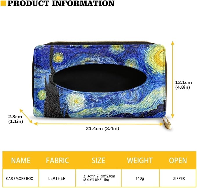 Sturdy PU Leather Visor Tissue Holder Car Sun Visor Tissue Box Holder Leather Napkin Holder Starry Night