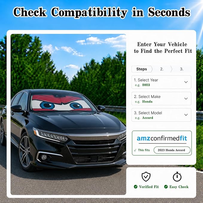 Car Windshield Sun Shade, Universal Fit Midsized Sedan SUV, Angry Red | 63 x 31.5" Windshield Cover, Foldable Front Window Sunshade, UV Heat Protection, Cute Eyes Series