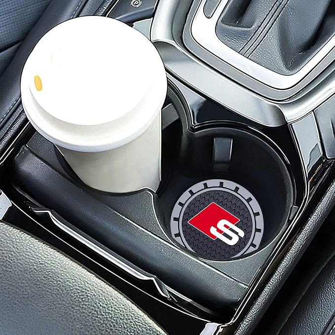 Car Cup Holder Coaster for Audi S Line S1 S2 S3 S4 S5 S6 S7 S8 SQ2 SQ5 SQ7 SQ8 Series Cupholder Coaster Interior Accessories 2.75in 2Pack