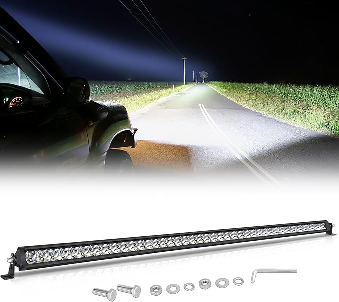 40 Inch Light Bar Slim, SWATOW INDUSTRIES 200W 40 Inch Single Row LED Bar Spot Flood Offroad Driving Light Roof Rack Light for UTV SUV Truck Pickup ATV Wrangler Toyota F150 Ram