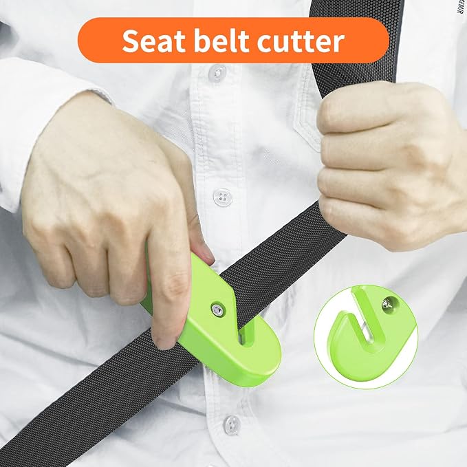 Car Safety Hammer, 3-in-1 Emergency Escape Tool with Window Breaker and Seat Belt Cutter, Safety Emergency Car Escape Tool for Car, Office, Home, 2PCS Green