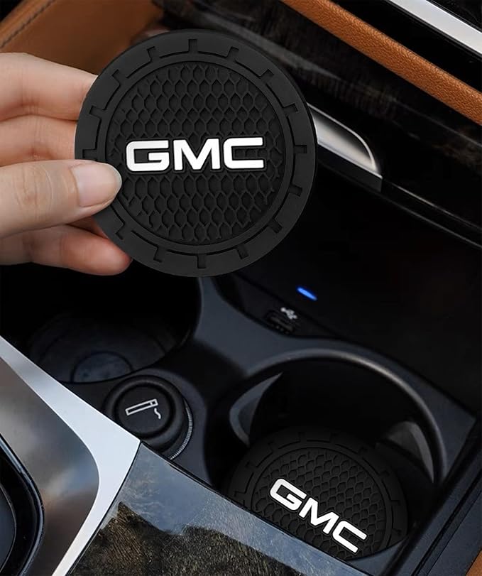 Car Cup Holder Coaster for GMC Recessed Silicone Cupholder Coaster Interior Accessories 2.75in 2Pieces Black