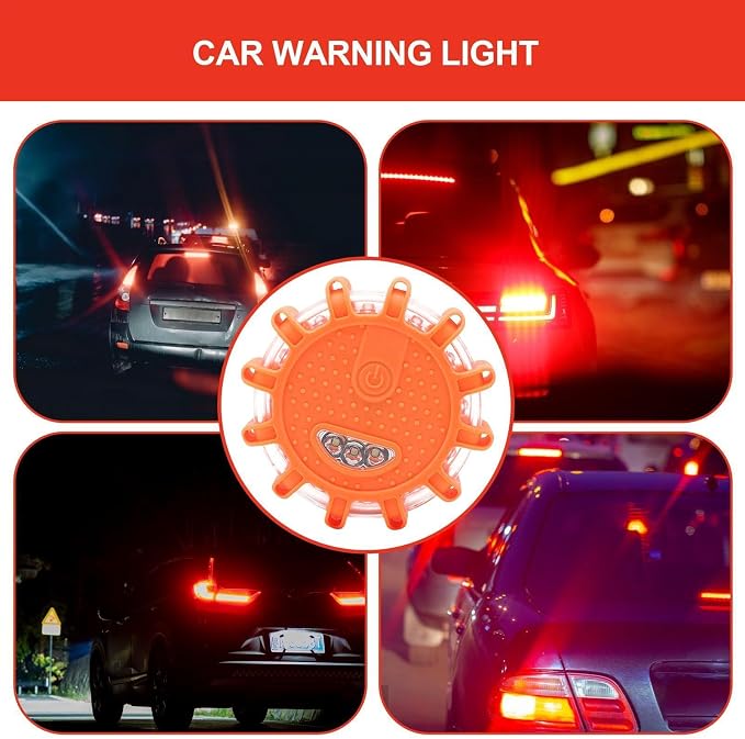 Road Flashing Light Waterproof Hook Flashing Safety Flares | Roadside for Roadside Safety, Sedan, Minivan, Caravan