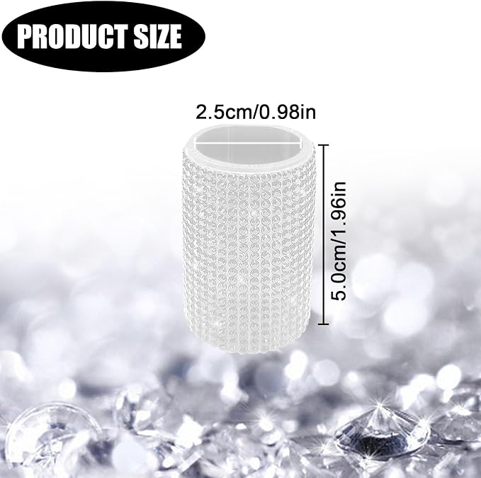 Upright Car Chapstick Holder, Bling Insulating Lip Balm Holder,Rhinestone Car Accessories for Women Interior ,Suitable for Most Vehicles. (White)