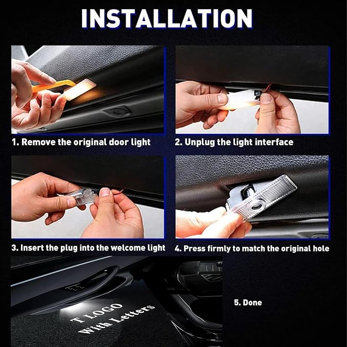 Car LED Welcome Light for Model S/3/X/Y 2pcs Car Door Lights Logo Projector