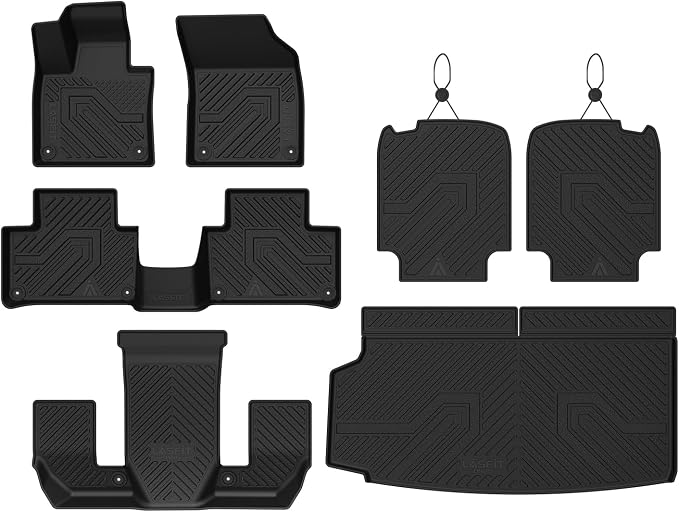 LASFIT Floor Mats & Cargo Liner for 2020-2026 Volvo XC90 T8 PHEV 6 Seats Only, Custom Fit All Weather TPE Floor Liners, Refined Interior Protection, 1st 2nd 3rd Row Mats, Trunk Mat & Backrest Mats