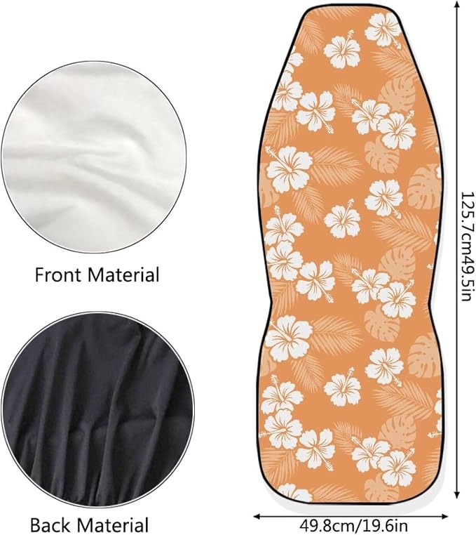 Hawaiian Florals Car Front Seat Covers for Women Set of 2 Tropical Car Seat Cover Elastic Polyester Protection Interior Accessories for Cars SUV Sedans
