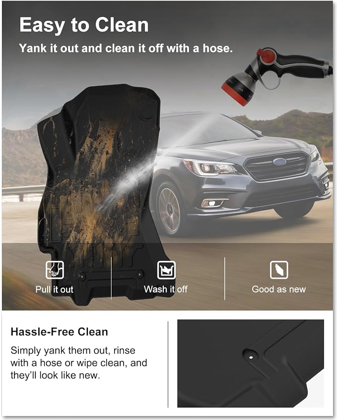 Kiwi Master Floor Mats for 2015-2019 Subaru Outback/Legacy | Custom Fit All Weather Car Mats, Heavy duty TPE Floor Liners, Front & Rear 2 Row Set, Black
