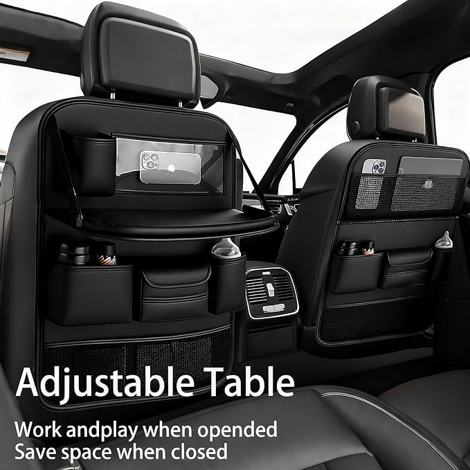 Car Seat Organizers,Multi-functional Back Seat Protectors, Storage Pouches, and Tray Holders (for Cars, Kids, Seat Back and Rear Seats)(Black1 Pcs)