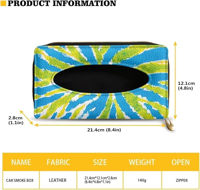 Tie Dye Backseat Tissue Case Holder Hanging Visor Tissue Holde PU Leather Tissue Box Napkin Holder Green