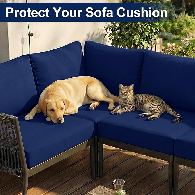 Smiry 8 Pcs Waterproof Patio Cushion Covers, Stretch Outdoor Furniture Covers
