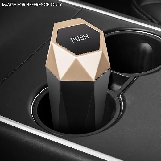 DNA Motoring 2PCS Mini Car Auto Trash Can with Removable Lid, Leakproof Mini Garbage Bin for Automotive Home Office,Black/Gold,Set of 2,ZTL-OD-01-GD