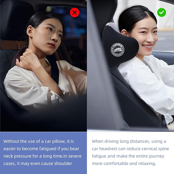 Really Useful Car Headrest Pillow, Headrest Cushion with Adjustable Strap | Ergonomic Design Car Nap Headrest - 100% Memory Foam & Breathable Removable Cover, Softness Road Trip Car Pillow(Gray, 1PC)