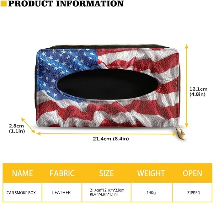 American Flag Print Car Visor Tissue Holder Automotive Sun Visor Napkin Holder American Flag Print Tissue Box Holder for Car
