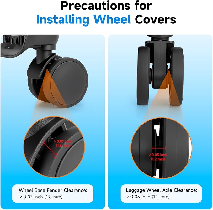 2026 Upgraded 8 Pcs Luggage Wheel Covers, Silicone Protective Covers for 2-2.4" Suitcases Spinner Wheel, Wear-Resistant, Anti-Noise, Thickened Protector, Travel Accessories (Black)