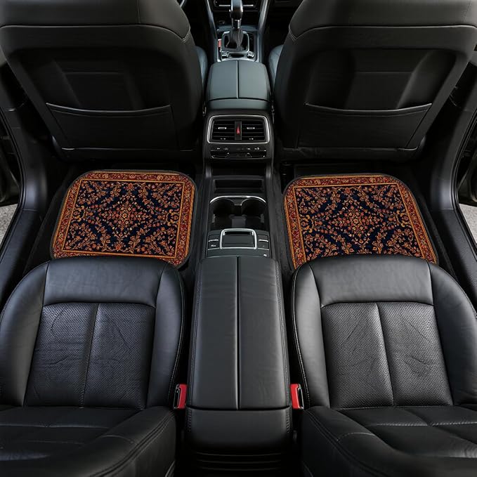 Botanical Car Floor Mats Set of 4 Black White Minimalist Floral Silhouette Automotive Foot Mats Rugs Carpet for Car Non-Slip Auto Car Accessories Universal Fit Car Accessories for Truck