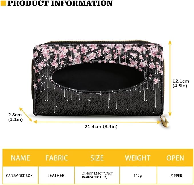 Automotive Tissue Napkin Holder Cherry Blossom Car Visor Tissue Box Water Proof Durable Car Napkin Holder for Sun Visor Back Seat Pink