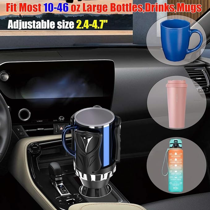 Car Cup Holder Expander, Adjustable 2-in-1 Vehicle Drink Holder Organizer with Non-Slip Base, Universal Fit for Cars, SUVs, Trucks