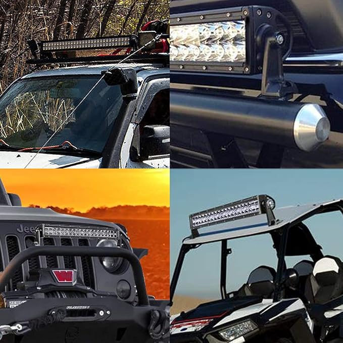 Side Brackets, LEDOPPO Light Bar Mounting Brackets Kit - Universal Straight & Curved LED Light Bars Bracket, Offroad Truck Hood & Roof LED Bar Side Mounted Base,Aluminium,Black,2-Pack