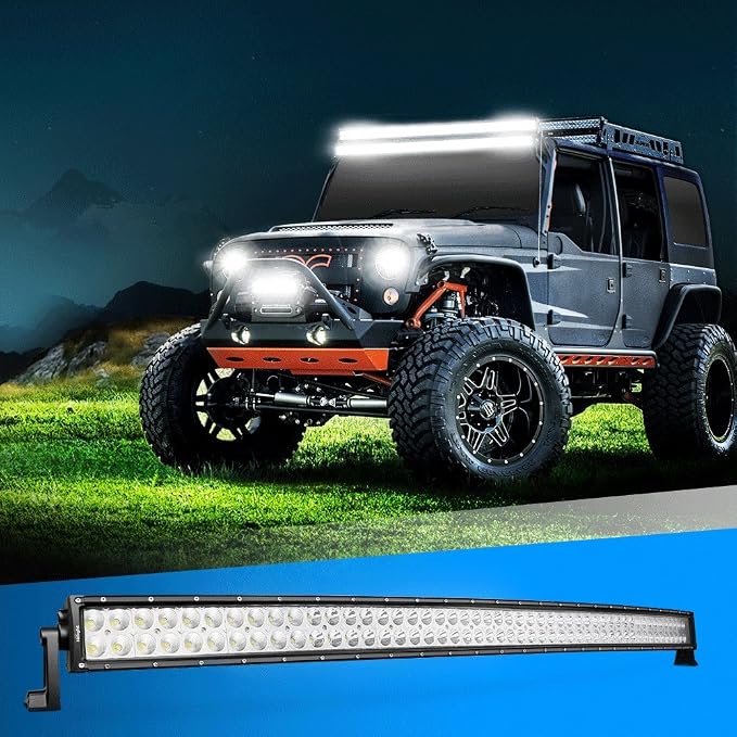 Nilight LED Light Bar 50Inch 288W 20100LM Curved Spot Flood Combo Driving Lamp Roof Bumper Off Road LED Work Lights Pods for Van Camper Wagon Car Pickup Golf Cart ATV UTV SUV Truck Boat 4x4