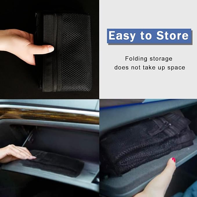 Car Ceiling Storage Net | Double Zipper, Adjustable Strap Prevent Falling, 31"x21"Double-Layer Mesh Long Road Trip Camping Van SUV Roof Cargo Pocket Organizer for Putting Quilt Toys Sundries