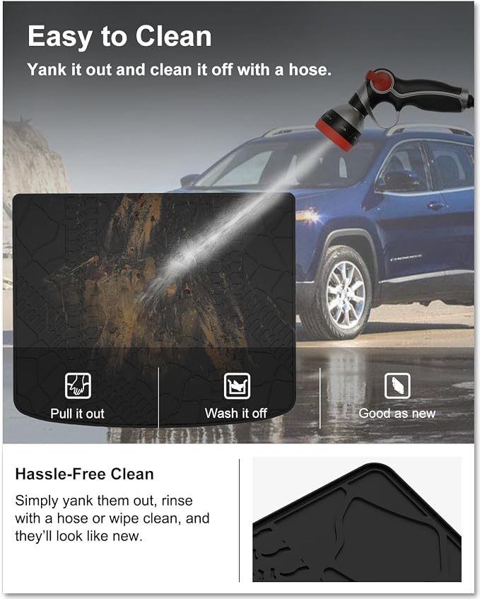 Kiwi Master Cargo Mat for 2014-2023 Jeep Cherokee | (Not Grand Cherokee), Custom Fit All Weather Rear Cargo Liner, Heavy Duty TPE Tray Trunk Mat, Black