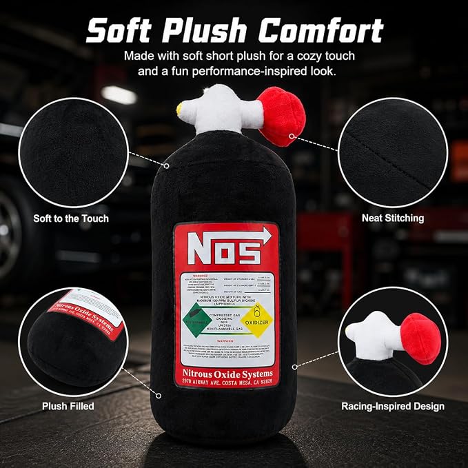 Car Neck Pillow NOS Pillow Bottle Car Headrest Pillow Soft Plush Neck Support Cushion for Driving, Office,Home,Party Decorations(Black 11 inch&18 inch)