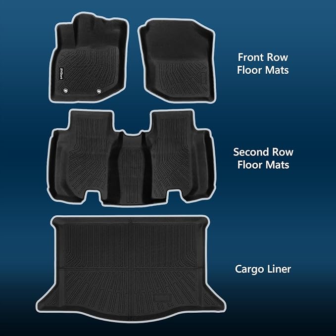 Compatible with Honda Fit 2009-2013 Floor Mats & Cargo Liner,All Weather Protection,Anti-Slip TPE Floor Mats & Trunk Mat for Fit 2009 2010 2011 2012 2013 Accessories