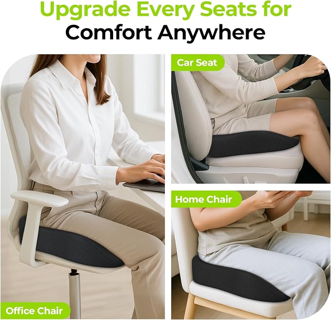 AUVON Ergonomic Donut Pillow Seat Cushion for Hemorrhoid & Back Pain Relief | Thick Memory Foam Chair Cushion with Firm Support for Tailbone, Sciatica, Pressure Sores, Pregnancy, Postpartum Recovery