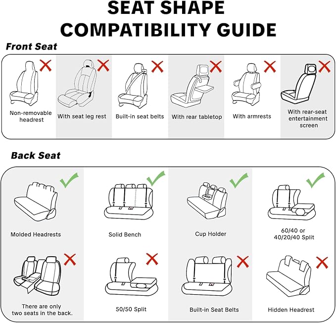 Car Seat Cover Full Set Kit, Universal Car Seat Cover for Cars, Waterproof Leather, Protect & Upgrade Car Interior, Airbag Compatible, Easy to Install & Clean, for SUV, Pickup Truck, Sedan