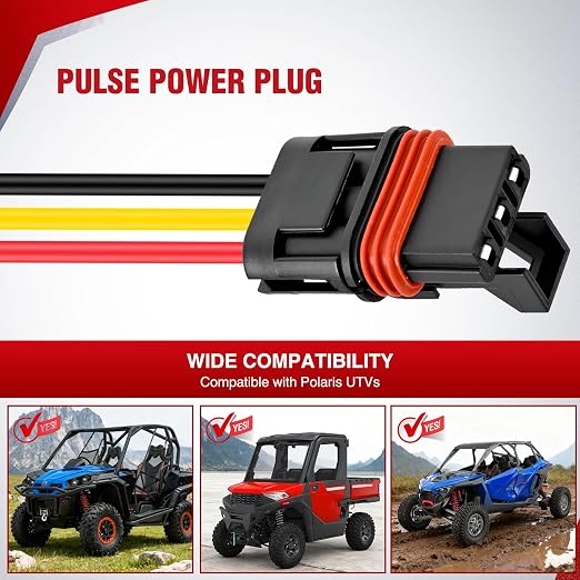 Nilight 16AWG Rear Lights Wiring Harness Kit with Pulse Power Plug | Connector 12V On Off 5Pin Rocker Switch Relay Fuse for Polaris RZR General Ranger Pulse Bus bar - 2 Leads Blue