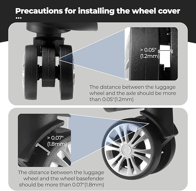 8Pcs Upgrade Luggage Wheel Covers, Travel Accessories (Grey) | Wear-resistant & anti-noise silicone covers. Fits 2-2.4" wheels. Protects suitcase wheels. Travel essential for suitcases