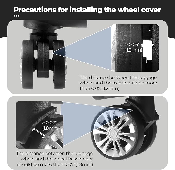 8Pcs Upgrade Luggage Wheel Covers, Travel Accessories (Black) | Wear-resistant & anti-noise silicone covers. Fits 2-2.4" wheels. Protects suitcase wheels. Travel essential for suitcases