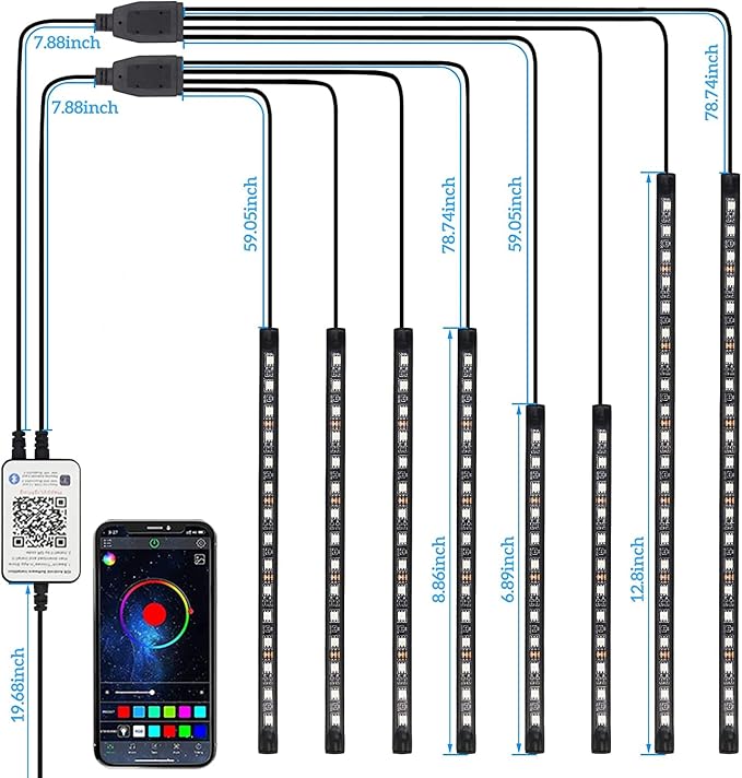 12PCS Motorcycle LED Underglow Kit, App Control Multicolor Motorcycle Lights Underglow Kit Music Sync Waterproof Underglow Compatible with Harley Davidson Honda Kawasaki Suzuki Motorcycles