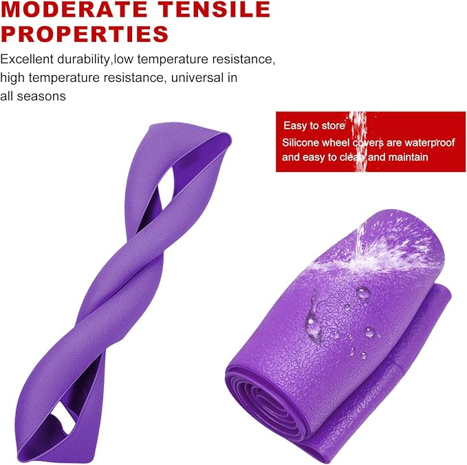 DXNQ Car Steering Wheel Cover, 13 to 14.17 inches Anti-Slip Silicone Steering Wheel Protector, Soft Flexible Shock-Absorbent Steering Wheel Protective Cover for Most Car Models (Purple)